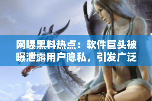 网曝黑料热点：软件巨头被曝泄露用户隐私，引发广泛关注