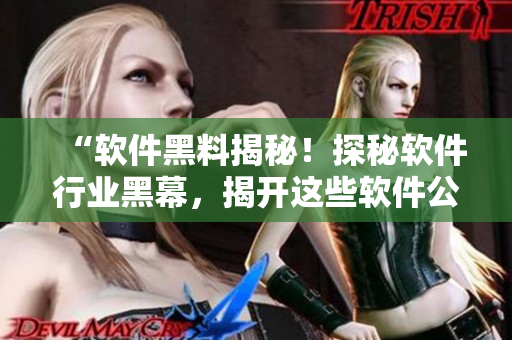 “软件黑料揭秘！探秘软件行业黑幕，揭开这些软件公司不为人知的秘密！”