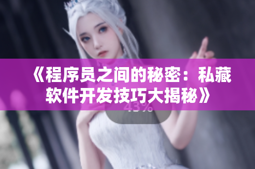 《程序员之间的秘密：私藏软件开发技巧大揭秘》