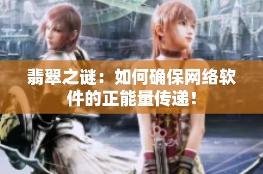翡翠之谜：如何确保网络软件的正能量传递！