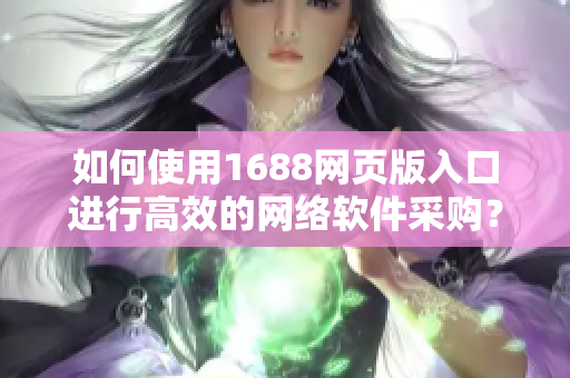 如何使用1688网页版入口进行高效的网络软件采购？