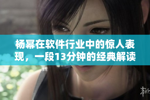 杨幂在软件行业中的惊人表现，一段13分钟的经典解读