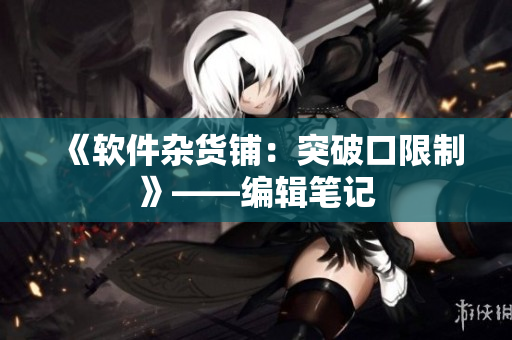 《软件杂货铺：突破口限制》——编辑笔记