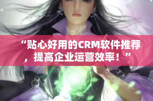 “贴心好用的CRM软件推荐，提高企业运营效率！”