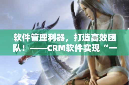 软件管理利器，打造高效团队！——CRM软件实现“一键”管理