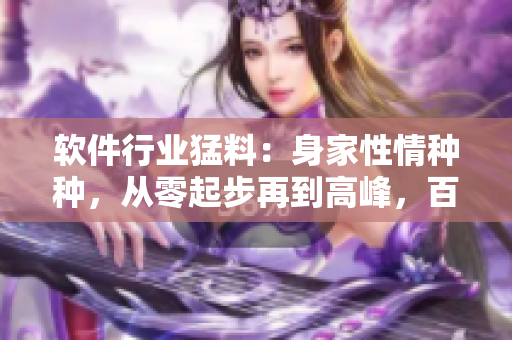 软件行业猛料：身家性情种种，从零起步再到高峰，百闻不如一见