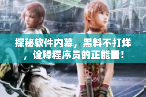 探秘软件内幕，黑料不打烊，诠释程序员的正能量！