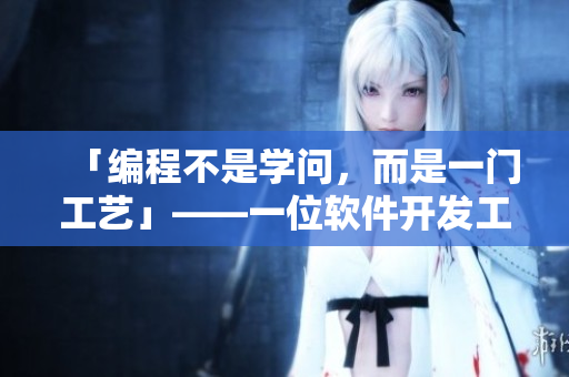 「编程不是学问，而是一门工艺」——一位软件开发工程师的自我批评