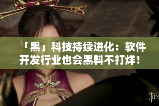 「黑」科技持续进化：软件开发行业也会黑料不打烊！